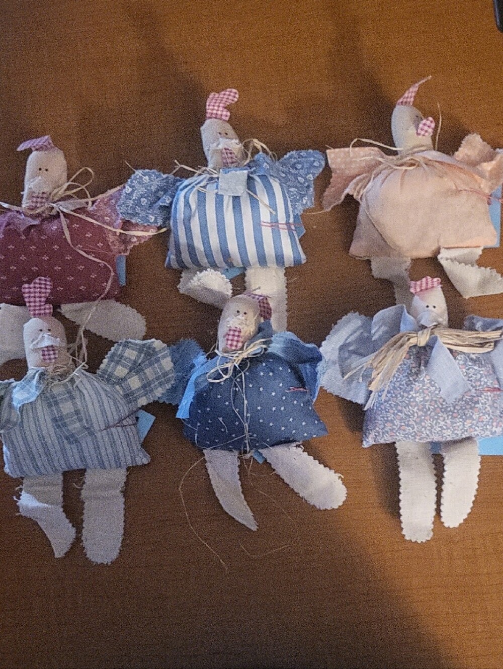 Handmade Fabric Chickens  - Pastel Mix (Set of 6)